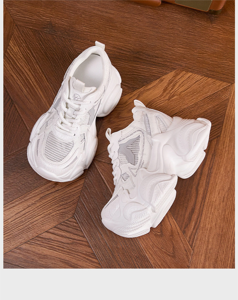 Giày sneaker nữ chạy bộ mesh thoáng đế dày êm ái — Trắng, Cam, Xám chi tiết 19