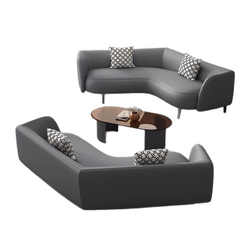 商务大厅接待休闲皮艺沙发异形创意沙发组合银行酒店休息区沙发椅