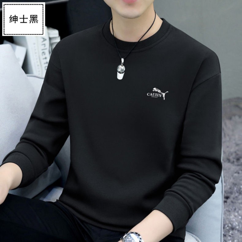 2023男士冬季长袖加绒加厚男士卫衣六色可选时尚青年圆领长袖t恤