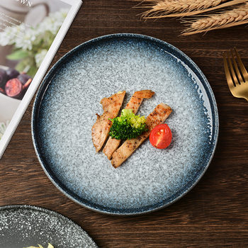 Japanese Style Tableware Plate Dishes Ceramic Tableware Creative Dinner Plate Dishes Household Western Steak Plate Hotel Restaurant