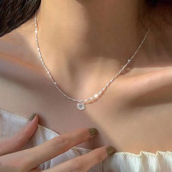 Six-Claw Single Diamond Zircon Necklace for Women, Simple and Luxurious Lip Chain, Clavicle Chain, 2025 New Trendy Gift, Hot Sale