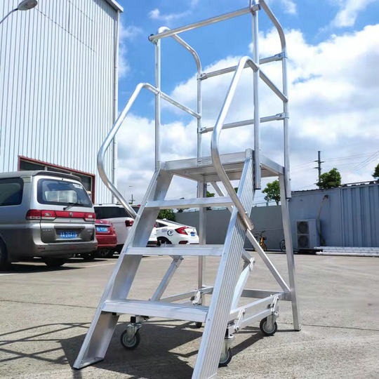 Aluminum Alloy Mobile Platform Ladder Widened Thickened Pedal Mobile Climb Platform Industrial Maintenance Workshop Storage Supply