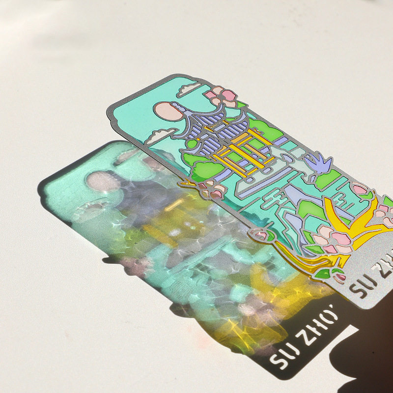 Light transmission bookmark custom scenic creative color window refrigerator sticker national style creative gift transparent hollow paint light and shadow bookmark