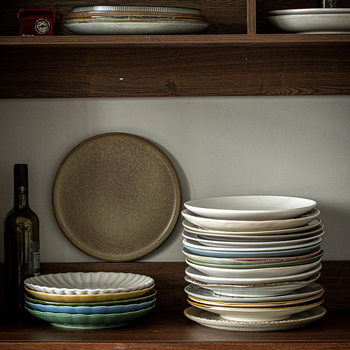 Large Plate Japanese-Style Household Dish Vintage Ceramic Pasta Plate Salad Plate Tableware Steak Plate Light Luxury