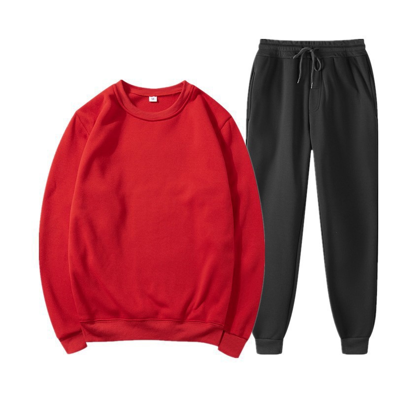 厂家直销2023欧美外贸男士运动时尚休闲冬季印花圆领卫衣长裤套装