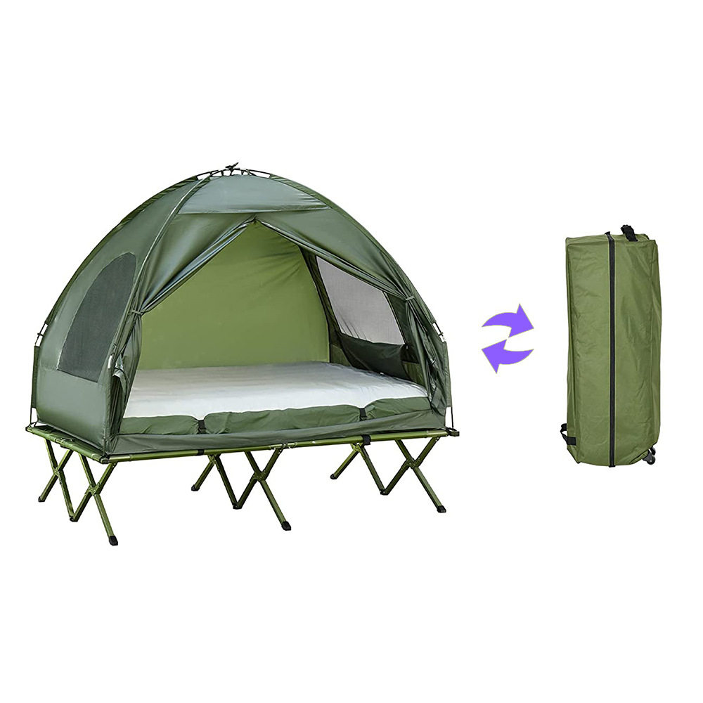 Outdoor Mountain Camping Style Off-The-Ground Tent Military Green Camp Bed Tent 4-in-1 Camping Style Multi-Functional Tent Manufacturer Customization