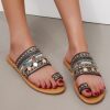 Wish Independent Station New Large Size 43 Copper Beach Sandals Women's Summer Ethnic Style Slip-On Flats Colorfulful Slippers