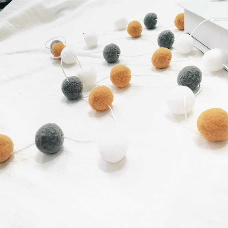 Ins Nordic Style Fur Ball String Hanging Ornaments Children's Room Girl's Room Macaron Christmas Valentine's Day Hanging Ornaments Party Finished Products