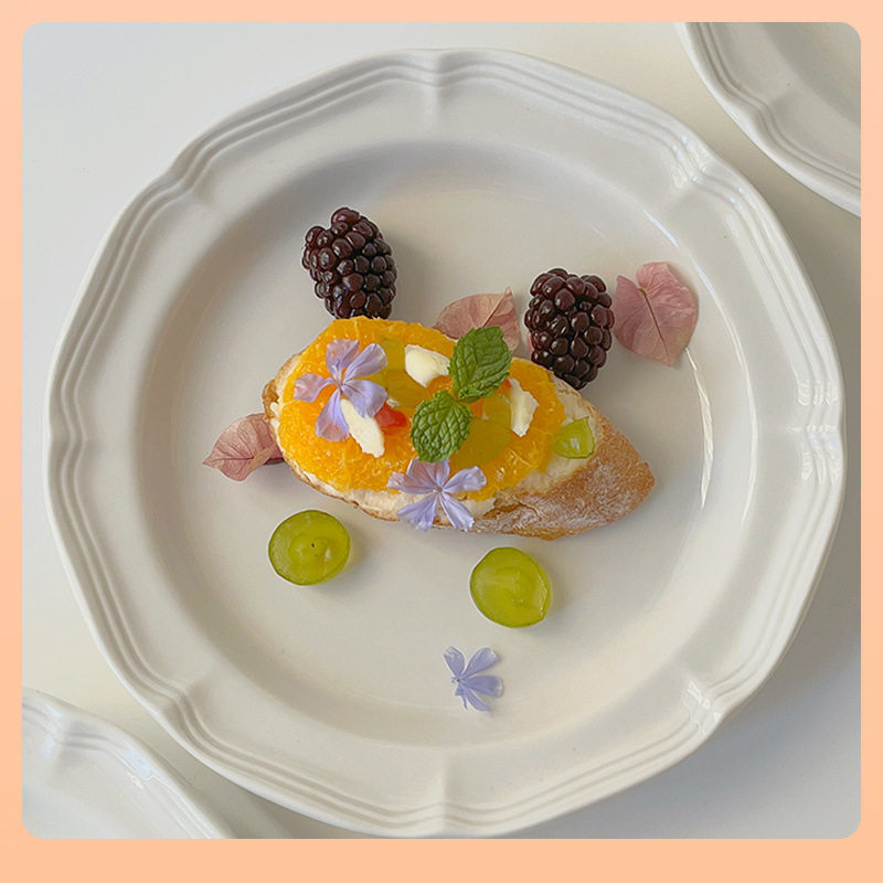 ⊿ Pure White Series of Tableware Collection, Simple and Versatile for Home Use, Including Plates for Dishes, Desserts, Western Food, and Pasta