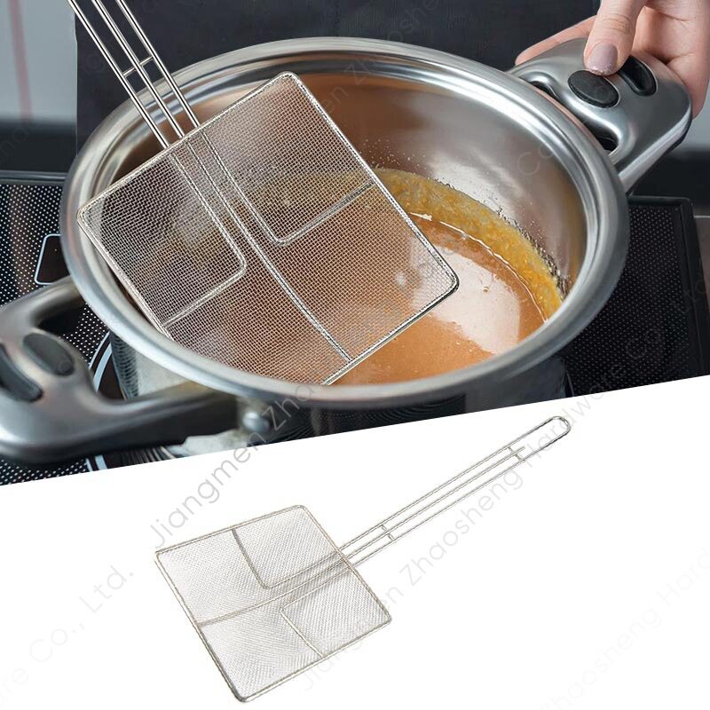 Fried strainer large strainer French fries noodle filter screen stainless steel kitchen commercial fine mesh square strainer shovel