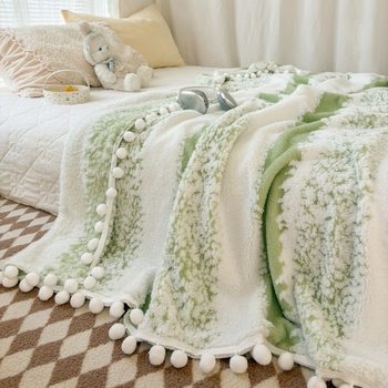 Amazon Foreign Trade Two-Color Jacquard Small Ball Blanket Cloud Pattern Velvet Sofa Blanket Office Nap Blanket Cover Blanket Children's Blanket