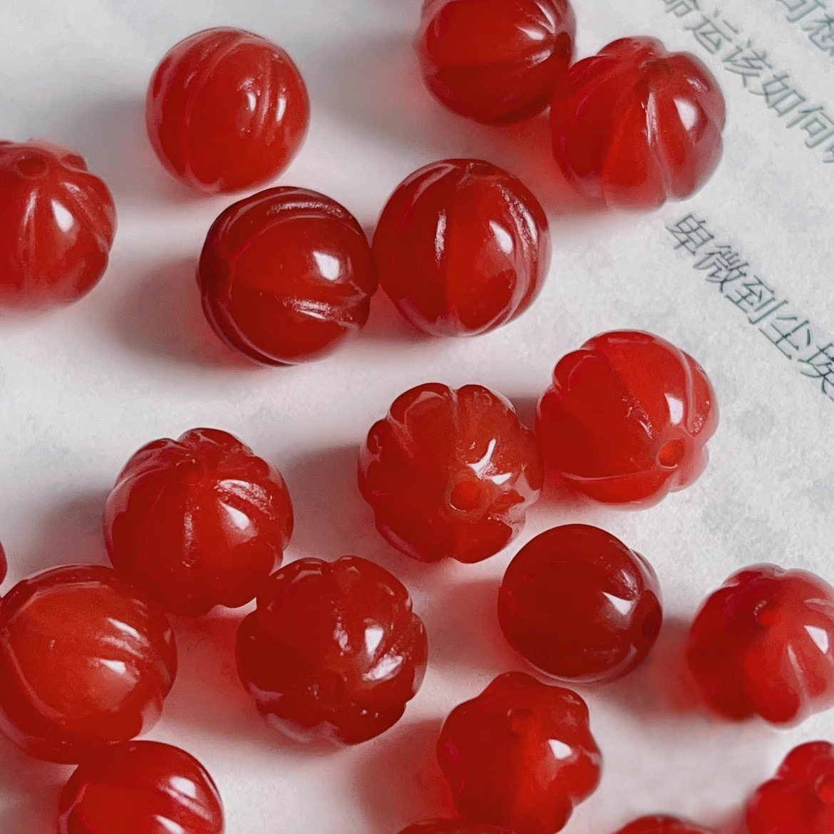 Red agate pumpkin beads chalcedony loose beads handmade DIY bracelet necklace accessories beaded material melon edge beads wholesale