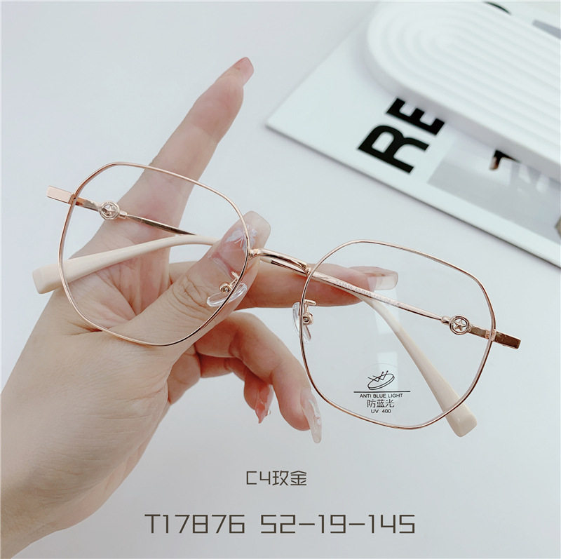 New simple fashion retro men and women without makeup metal glasses frame anti-blue light adjustable degree flat mirror T17876