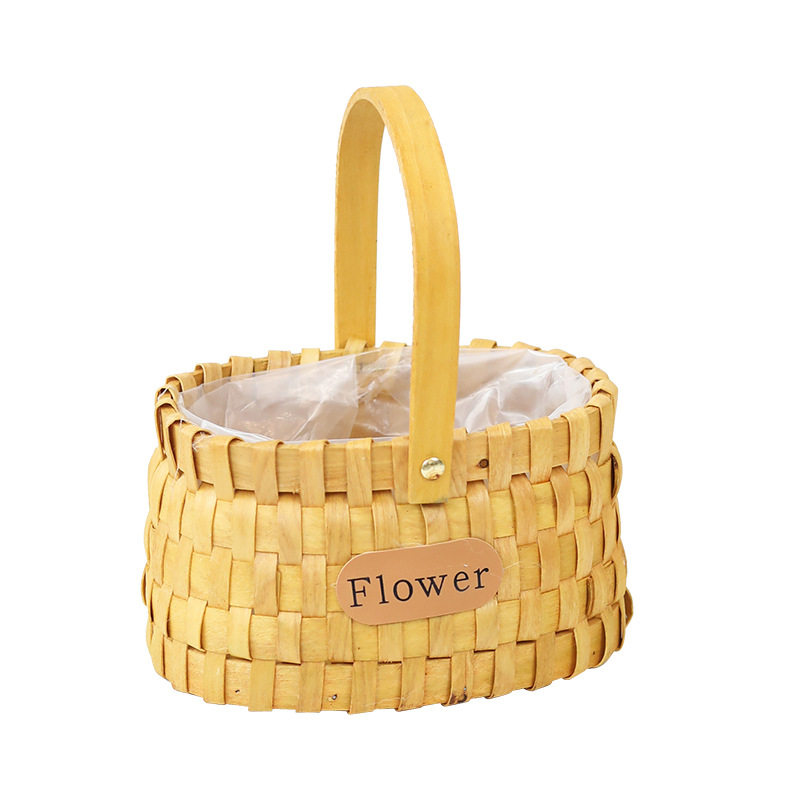 Carefully Selected Mini Wooden Flower Baskets for Children's Day and Women's Day, Flower Shop Arrangement Baskets, Woven Baskets, Storage Tote Baskets