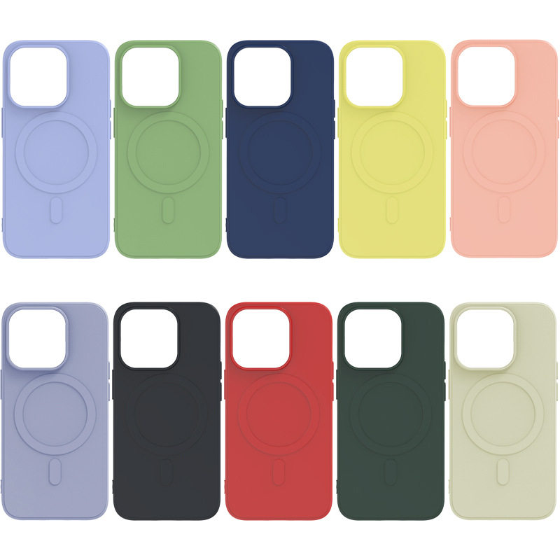 Suitable for Apple Iphone17 Mobile Phone Case Ip16Promax Straight Edge Ip15 Anti-Liquid Magnetic Ring Protective Cover