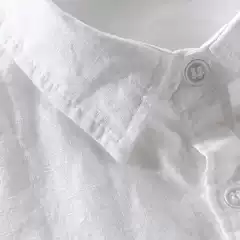 Spring and Summer Japanese Style Thin Short-sleeved Linen Shirt Men's Casual Loose Cotton and Linen Long-sleeved Shirt Coat White