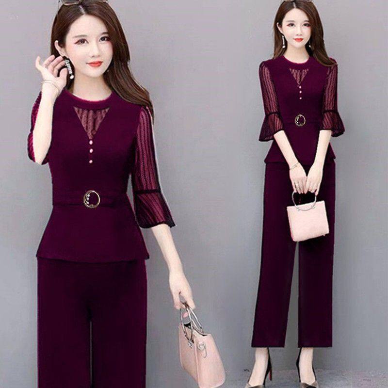 Fashion Suit for Women in Spring, Autumn and Summer New High-End Clothing for Short People, Slimming Look and Flesh-Covering Thin Two-Piece Women's Clothing