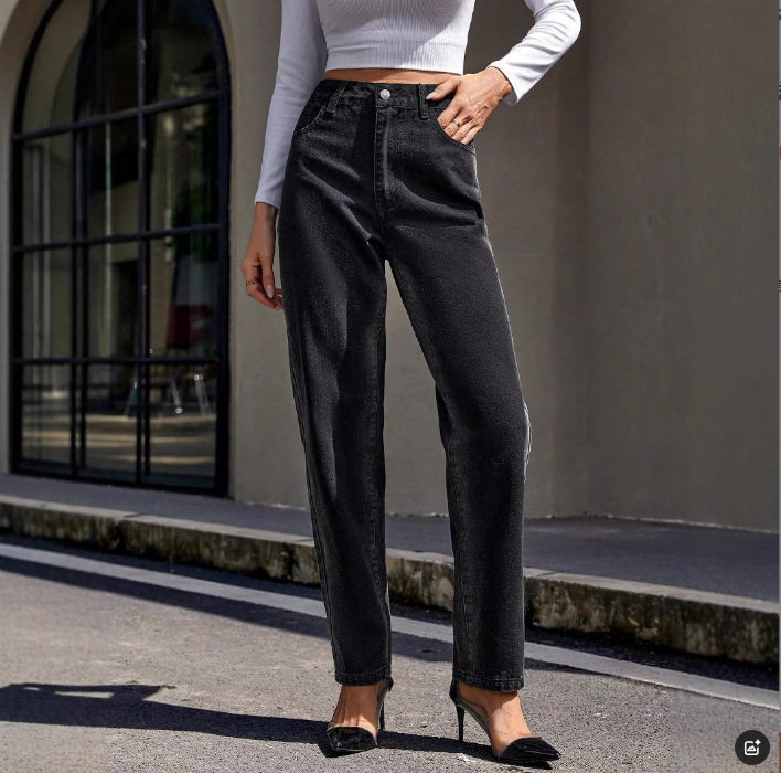 High Waisted Slim Fit Straight Leg Jeans Womens Autumn Winter Collection Casual Wear Ready to Ship