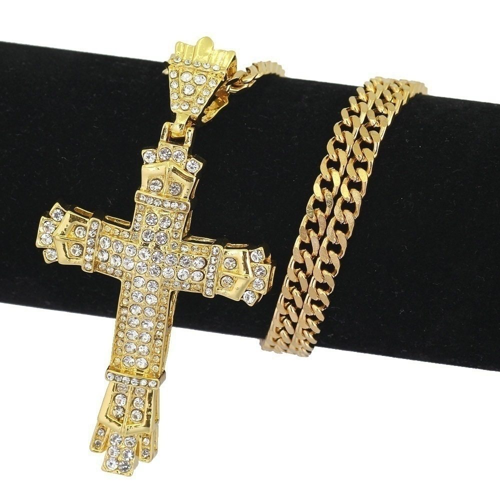 Cross-border Europe and the United States popular hip-hop cross necklace wish Amazon hot diamond pendant male necklace