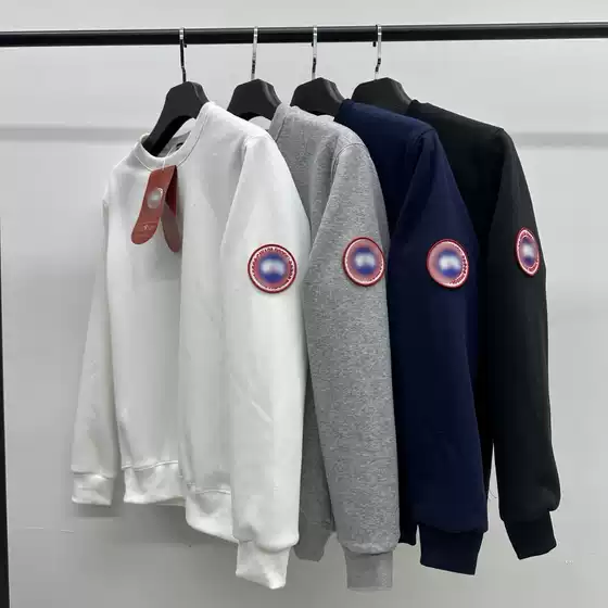 Cross-Border High-Quality Version Trendy Brand Goose Couple's Matching Round-Neck Long-Sleeve Spring and Autumn Men's Sweatshirt 8809 Black