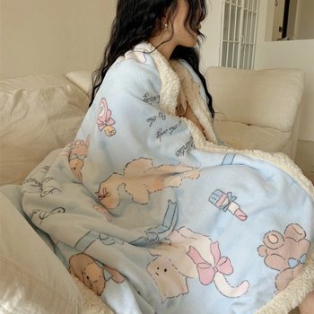 Ins Thickened Milk Velvet Blanket Nap Office Air Conditioning Sofa Blanket Shawl Single Dormitory Blanket Leg Blanket