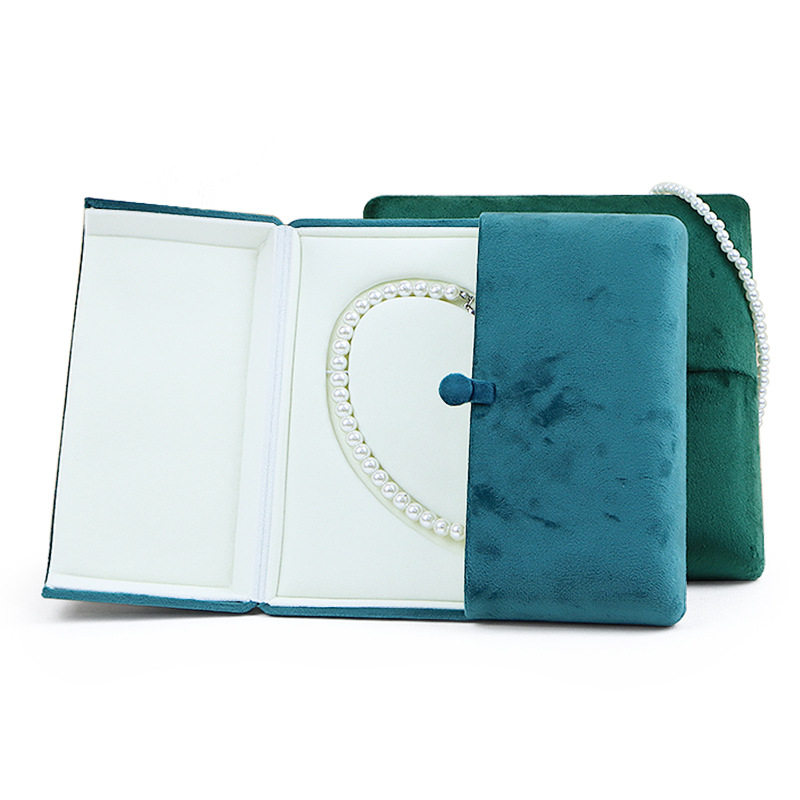 Velvet Pearl Necklace Box Double Open Snap Jewelry Packaging Box Gift Ladieswear's Day Mom Chain Box