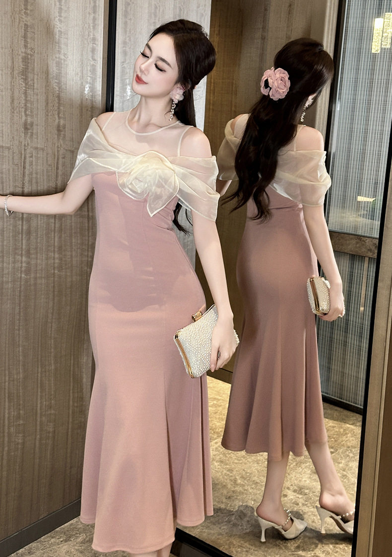 Đầm maxi nữ thắt eo tay lỡ cổ tròn dáng chữ A — [Hồng] chi tiết 6