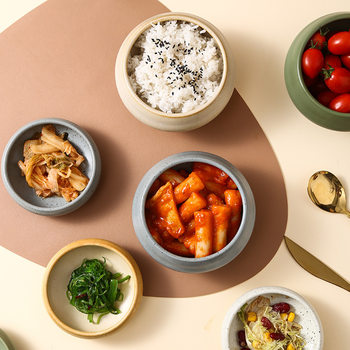 Vintage Japanese Style Dishes Household Rice Bowl Sauce Dish Restaurant Salad Dessert Bowl Small Dishes Flavor Dish Solid Color Crude Ceramic