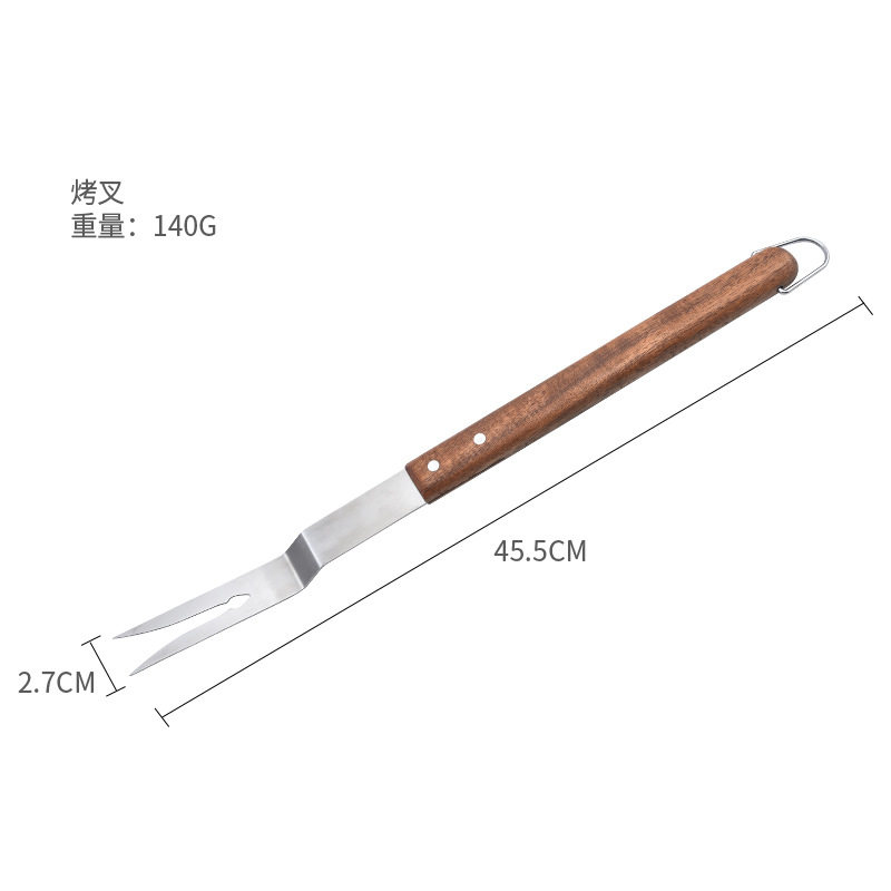 Stainless steel barbecue tools suit outdoor portable barbecue clip Brush Fork shovel BBQ Barbecue combination 6-piece set Wholesale