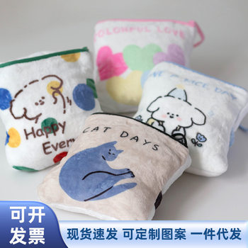 Blanket Blanket Digital Printing Blanket Portable Solid Color Flannel Handle Belt Blanket Cross-border Sofa Blanket Car Lunch Break Blanket