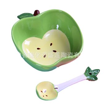 Amazon Strawberry Bowl Creative Pineapple Bowl Cute Dessert Watermelon Salad Rice Bowl Spoon Ceramic Tableware Set