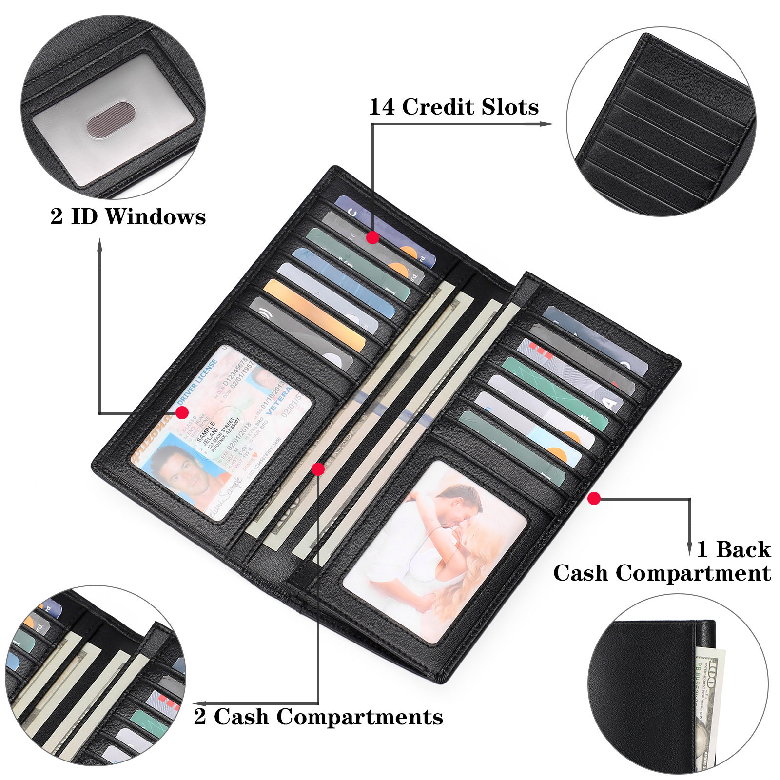 Falan Mule New Men's Business Long Wallet, Simple Soft Leather Plain Thin Wallet