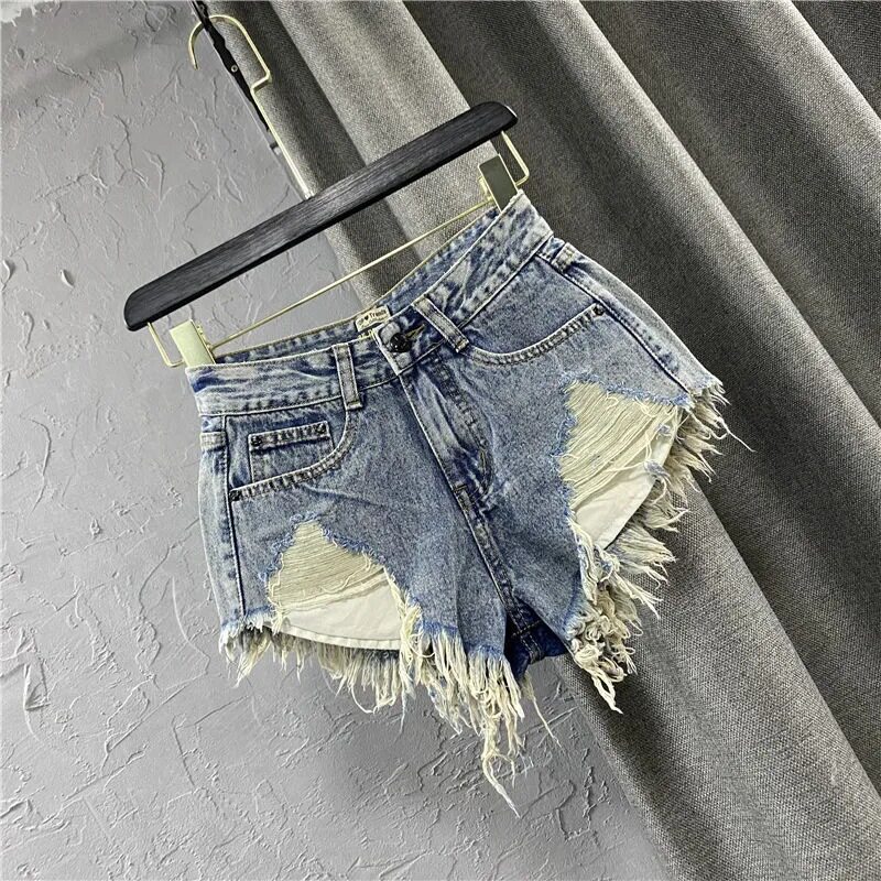 Womens Vintage High Waisted Distressed Denim Shorts Frayed Hem Pocket Details Sexy Low Rise A Line Summer Casual