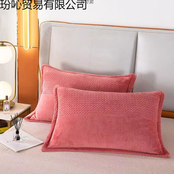 Milk Velvet Pillowcase Pair Winter Thickeneded Warm Golden Mink Velvet Anti-Static Adult Student Single Pillowcase Factory