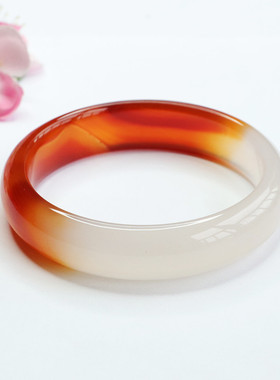 天然红玛瑙荔枝冻手镯玉髓渐变