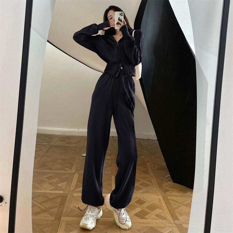 Internet Celebrity Sportswear Fashion Suit for Women 2025 Spring & Fall Korean New Hooded Sweatshirt Casual Pants Two-Piece Set Trendy