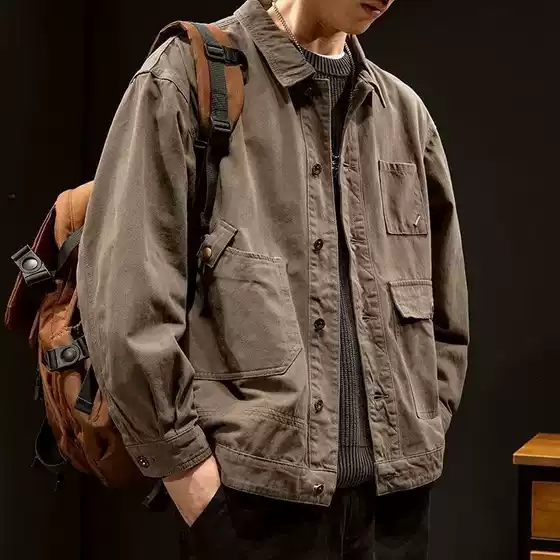 High-end Retro Casual Denim Jacket Men's Spring and Autumn New Fashion Brand Loose Top American-style Work Jacket