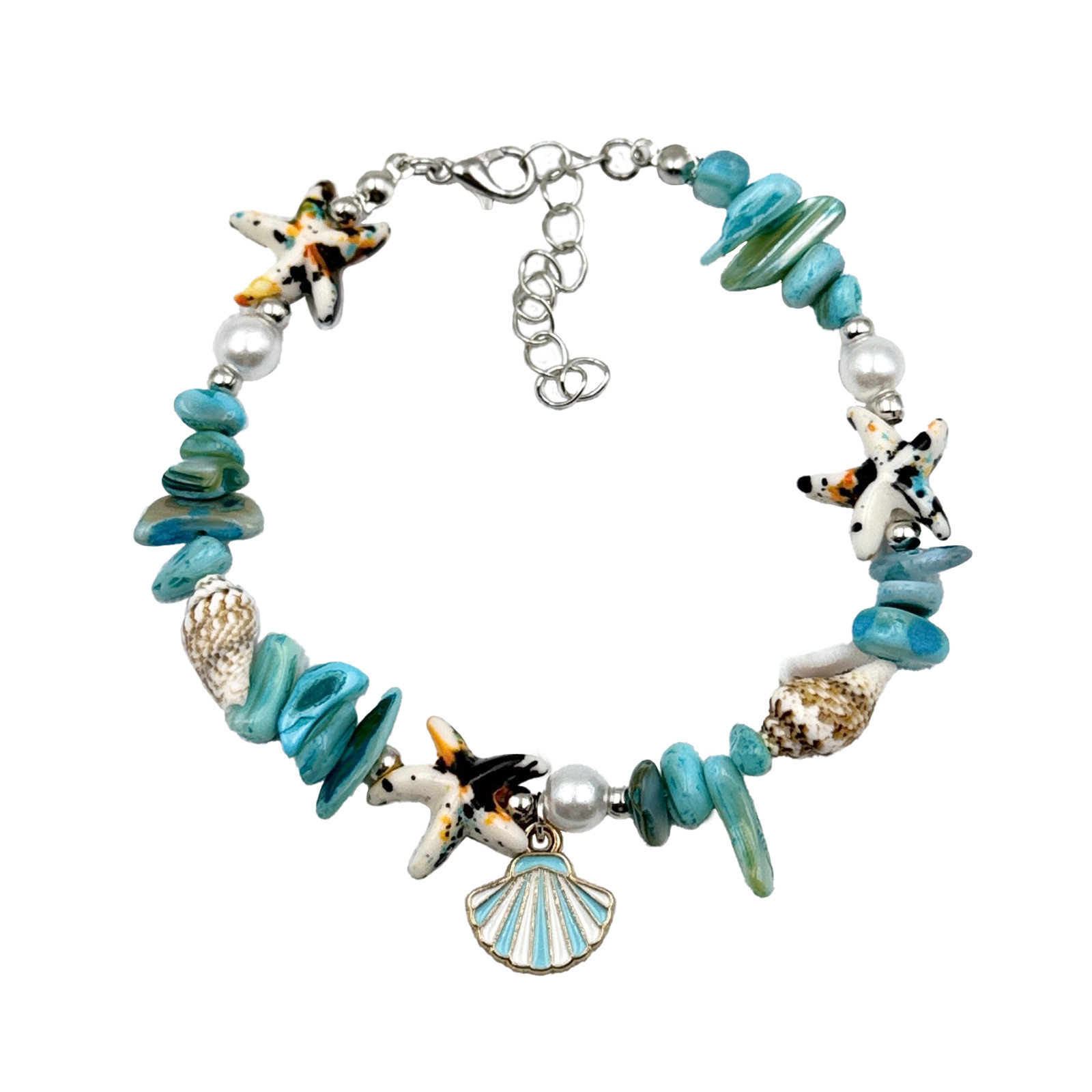 2025 Summer Original Design Shell Starfish Bracelet Natural Stone Conch Bracelet Women's Niche Seaside Accessories Direct Supply
