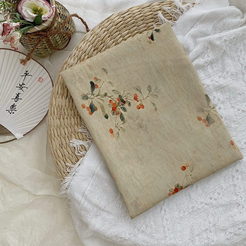 Jinse Vintage Cotton and Linen Fabric Gown Hanfu Cheongsam Dress Fabric Chinese Pattern Fabric Ramie Fabric