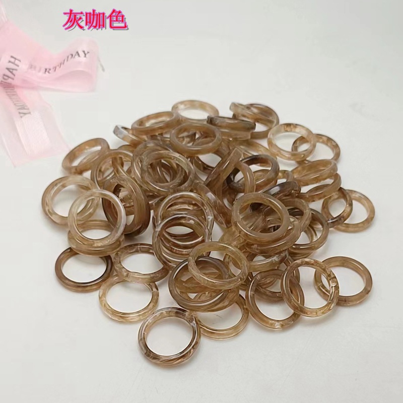 现货树脂醋酸戒指女混合彩色圆形方形指环套装外贸内销指圈批发