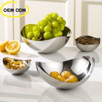 Cross-Border Trade Nordic Style 304 Stainless Steel Light Luxury Fruit Plate, Dried Fruit Tray, Living Room Household Tray, Customizable