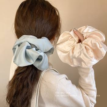 High-Quality Satin Solid Color Elastic Hair Tie for Women, Seamless Hair Accessory for Bun Hairstyles, Large Hair Rope
