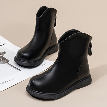 Girls' Boots 2025 Autumn and Winter New British Style Kidsren's Boots Soft-Soled Leather Boots Little Girl Style Princess Short Boots