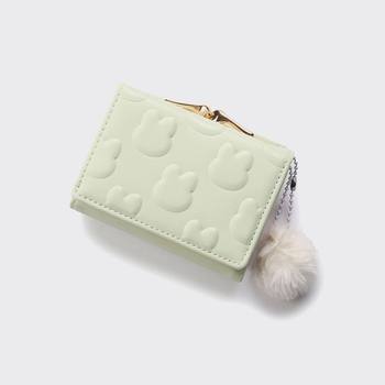 Short Wallet Cross-border Simple New Style Coin Purse Women's Small Fur Ball Coin Purse Multifunctional Clip Simple Leather