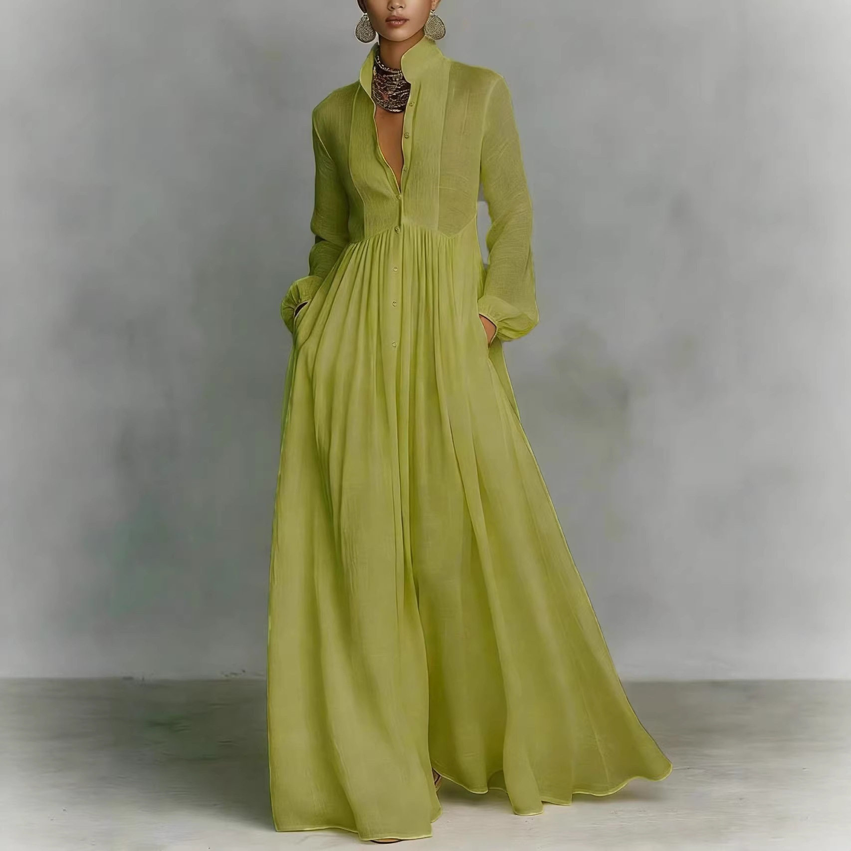 Elegant Long Maxi Dress for Women Summer Fashion European and American Style Flared Design Wholesale Available