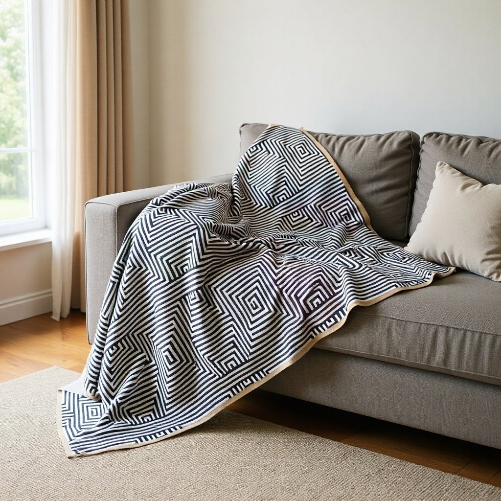 ​ Geometric Loop Line Acrylic Jacquard Blanket Scandinavian Air-Conditioned Office Lunch Break Blanket Airplane Blanket Can Be Printed with Logo