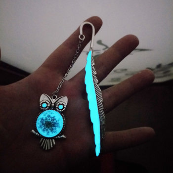Glow-In-The-Dark Feather Bookmark Retro Owl Luminous Metal Student Cultural and Creative Product Gift Fluorescent Creative Bookmark