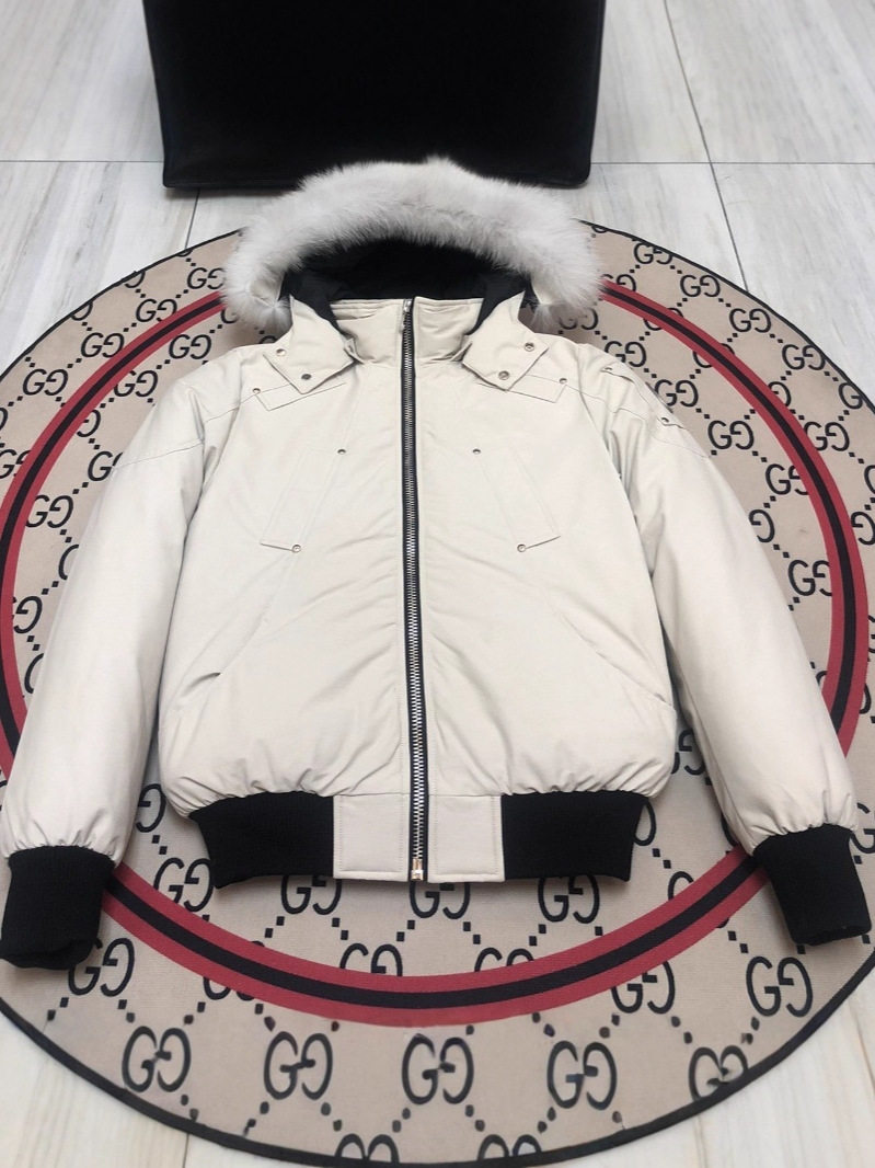 Moose 02/03 Scissors down Jacket Couple Style down Jacket Men's and Women's Short Fox Fur Hooded Jacket