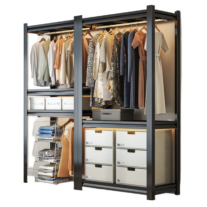 Household Clothes Rack, Simple Bedroom Coat Rack, Modular Storage Rack, Clothes Hanging Rod, Open Wardrobe, Floor-Standing Shelf