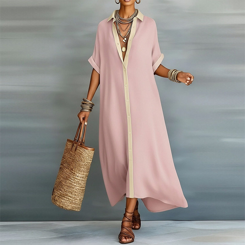 Womens Summer Dress Casual Vacation Style Solid Color Cardigan Design Wholesale Available low MOQ